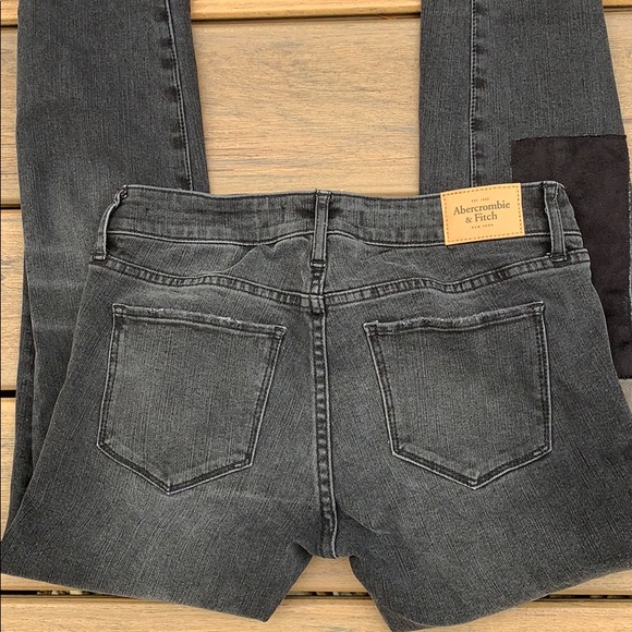 Abercrombie & Fitch Super Skinny Black Jeans with Patches - Picture 4 of 7